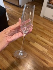 Set of 2 PIER 1 Angled Rim Crackle Clear 10″ Fluted Champagne Glasses Slanted