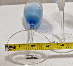 Rare Romanian Crystal Blue Drop Aquatic Etched Champagne Flutes 10″ Rare