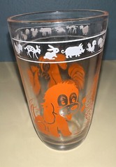 3 Swanky Swig Juice Glasses Vtge Kids 3.5″ tumblers Cat Bunny Hen Bird Elephant