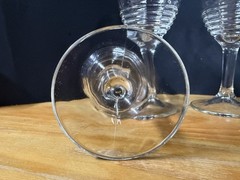 Set of 5 Clear Glass Wine Goblets w/ Gold Rim Decorative 7 in Stemmed