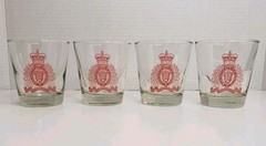 4 Vintage Royal Canadian Mounted Police (RCMP) Glasses by Dominion Glass 3.25″
