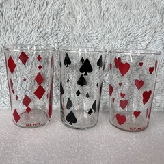 Swanky Swigs Vintage Tumbler Glass Playing Card DIAMONDS Hearts Spade Red Black