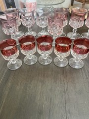 Kings Crown Ruby Red Flash Thumbprint Cranberry 27 Pc Set