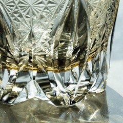 Handmade Japanese Edo Kiriko Cut Crystal Whiskey Glass 11oz Amber Gray