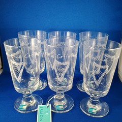 Eamon Glass 6 Mug Set IRELAND Irish Coffee Liqueur Etched Harps Shamrocks New
