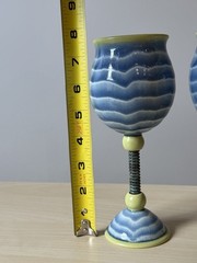 Eric Van Eimeran Studio Pottery “Earthquake” Wine Goblets Archie Bray Montana