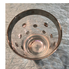 Clear Glass Rocks Glass with Silver Rim, Polka Dot Pattern, Round