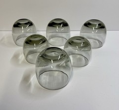 Set of 6 Vtg Smokey Gray Roly Poly Round Cocktail Glasses 2-6 oz, 4-8 oz