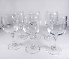 Set of 6 Princess House Bordeaux 6oz Etched Wine Goblets Glasses 7″ Tall