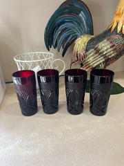 Luminarc Cristal D’Arques Durand Antique Ruby Red Set of 4 Tumbler Glass France