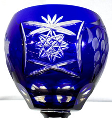 Single NACHTMANN TRAUBE Tall Hock Wine 8 1/4″ Cobalt Blue Cut to Clear Crystal