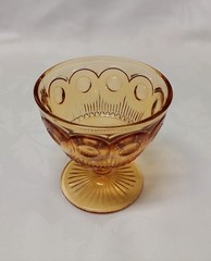 VTG Amber Glass Sherbert Dish Bartlett-Collins Manhattan Bulls Eye D