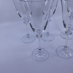 Mikasa Alexandra Pattern Crystal 9 1/4” Flared Glasses w/Two Rings Set Of 5