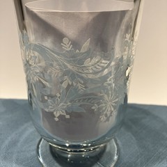 Vtg Libbey Snowflake Swirl Footed Glass Mug Blue & White on Clear | Replacement