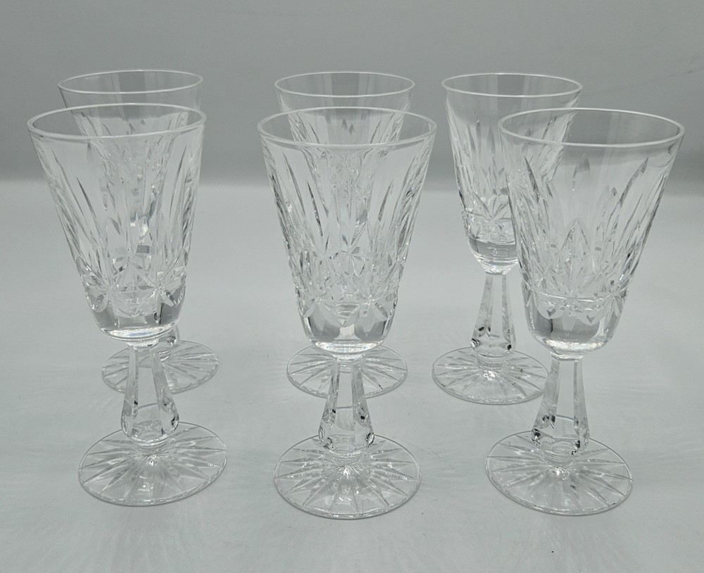 Set of 6 Wine Glasses ~ Vintage Crystal Stemware ~ Unique/Unusual! 5 7/8” Tall
