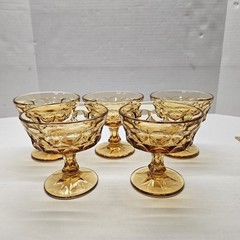 Vintage Noritake Perspective Amber 4″ Desert/ Ice cream Goblet Set of 5 Dishes