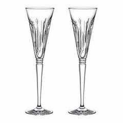 Waterford Winter Wonders Crystal Champagne Flute Pair Midnight Frost 11″