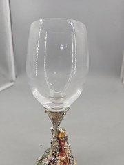 KIRKS FOLLY DRAGON WINE GOBLET GLASS JEWELED STONES RARE 8″