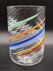 Tom Stoenner Rainbow Swirl Handblown Art Glass Signed 2006