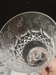 SET OF 2- Rogaska Gallia Crystal Etched Cut Stemmed Water Goblet 9-1/4”