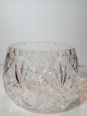 Cut Crystal Bowl Elongated 5″ Tall x 6 1/2″ W x 5 1/2 opening 3.8 lbs Edinburgh