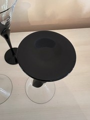 Elegant Fostoria Black Stemmed Tulip Shaped Martini Glasses Set of 2
