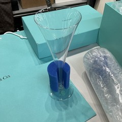 Pair (2) Tiffany & Co Trumpet Crystal Glass Hollow Stem Champagne Flutes 9.25″