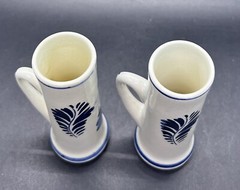 Vintage Delfts Holland Blue & White Ceramic Liquor Mugs, Set of two Shooter Mugs