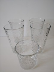 Vintage Libbey Interior Hammered Texture Glass Flat Tumblers 16 Oz 5.75” Set 5