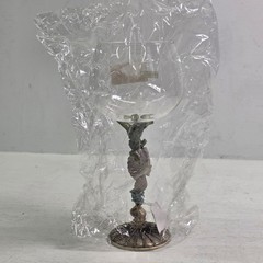 Enamel Bejeweled Rhinestones Seashells Metal Stem & Base Crystal Wine Glass New!