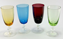 Set of Four Colorful 3oz Stemmed Glasses 4 1/2″ Tall