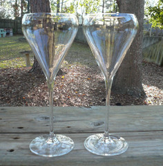 Classic Crystal Cut Saint Louis 2 Champagne Sparkling Wine Glasses 9″ France