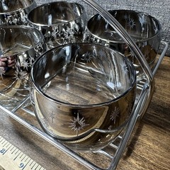 Set Lot 6 1960s Vitreon Queen Silver Fade Lusterware Roly Poly Glasses Ombre