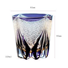 11oz Purple Hand Cut New Crystal Whiskey Glass Tumbler Edo Kiriko Drinkware