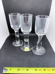 Vtg MCM Atlantis Full Lead Crystal Column Cordial Hand Blown Portugal Set of 3
