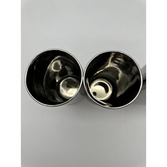 Vintage MCM Leonardo (?) Germany Chrome Mirror Curved Highball Tumbler Glass Set