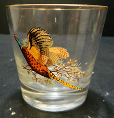 Vintage (9) Piece Virginia Glass Pheasant Old Fashioned Pitcher Set Excellent