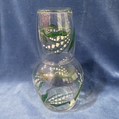 Libbey Lily of the Valley Bedside Water Glass and Carafe Vintage Beautiful Set!