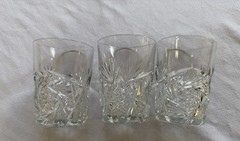 Heisey Pinwheel & Fan, Star Clear Crystal Glass Tumblers #305 Set of 3 Vtg