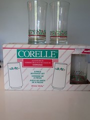 Vintage Corelle Winter Holly 16 oz Beverage Glasses, NIB, Arby’s 1995, set of8