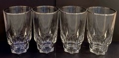 Hazel Atlas Reflection Clear With Silver Band Set Of 4 Glasses 5″
