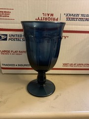 Vintage Noritake Provincial-Colonial Blue Water Goblet 5 5/8″ Tall Elegant Glass