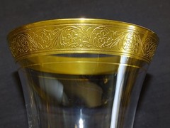 Glastonbury Lotus USA Minuet 8 Water Goblets – Gold Embossed Trim 7 3/8″