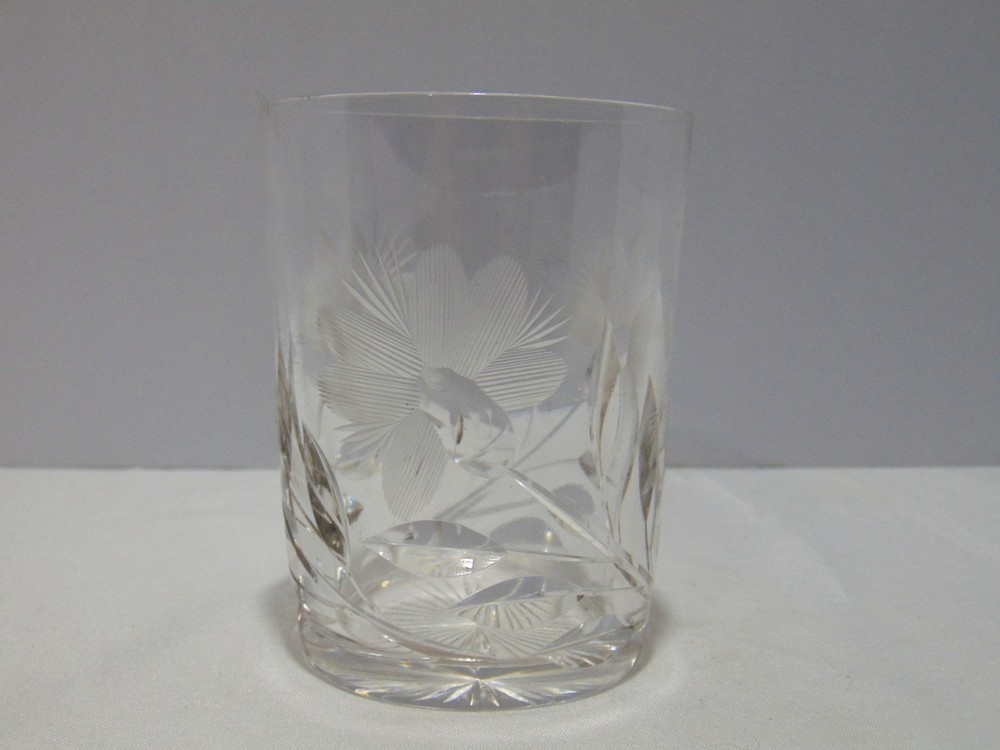 American Brilliant Cut Glass Floral Crystal Tumbler