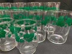 Lot of 16 ~ Vintage Southern Ivy Federal Glass Tumblers ~ 3 Sizes ~ EXCELLENT!!