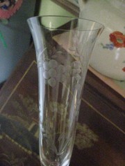 Colony Danube Fluted Champagne Glass Circa 1950 Etched Handblown Elegant Set 2