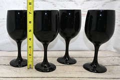 Libbey Black Amethyst Wine Water Glass Stem Goblets 10oz Set Of 4 – 7.25” Tall