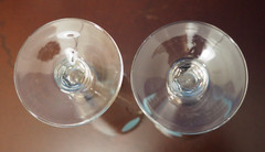 Federal Glass Amoeba/Boomerang Teal with 24kt Gold Pilsner Champagne Wine