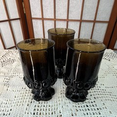 Vintage Franciscan – Smoke Brown Water Goblet Glass 5.5″ MCM Tiffin – Set of 3