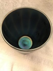 Hand Painted Blue Northwood Carnival Glass Enameled Daisy Little Flower Tumbler